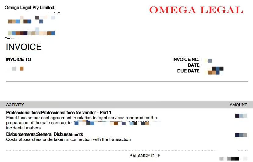 Legal invoice part 1